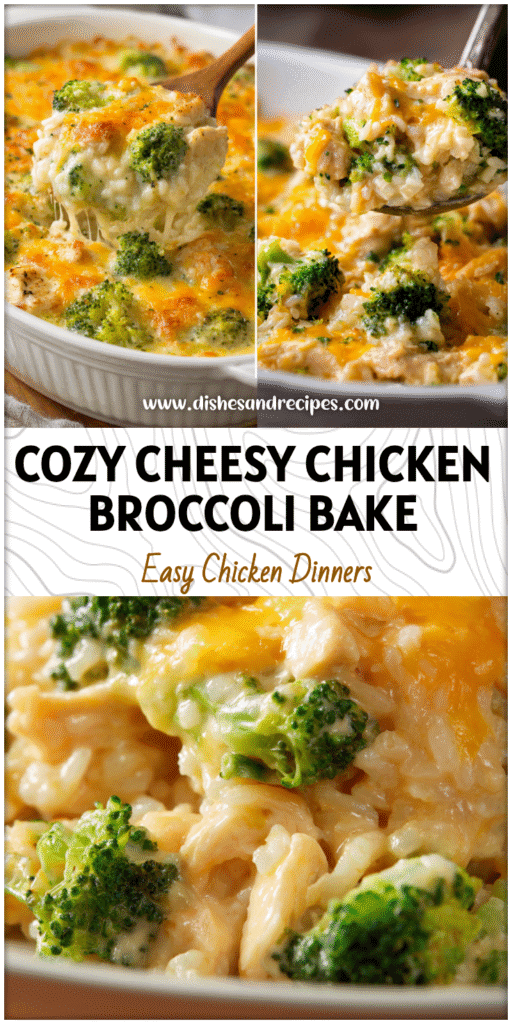 Golden cheesy chicken broccoli rice casserole baked with melty cheese and tender broccoli florets.